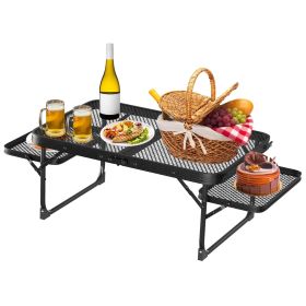 Foldable Camping Table Collapsible Picnic Aluminum Alloy Grill Stand 88LBS Max Load BBQ Table with 2 Side Trays Foldable Camping Table Collapsible Picnic Aluminum Alloy Grill Stand 88LBS Max Load BBQ Table with 2 Side Trays